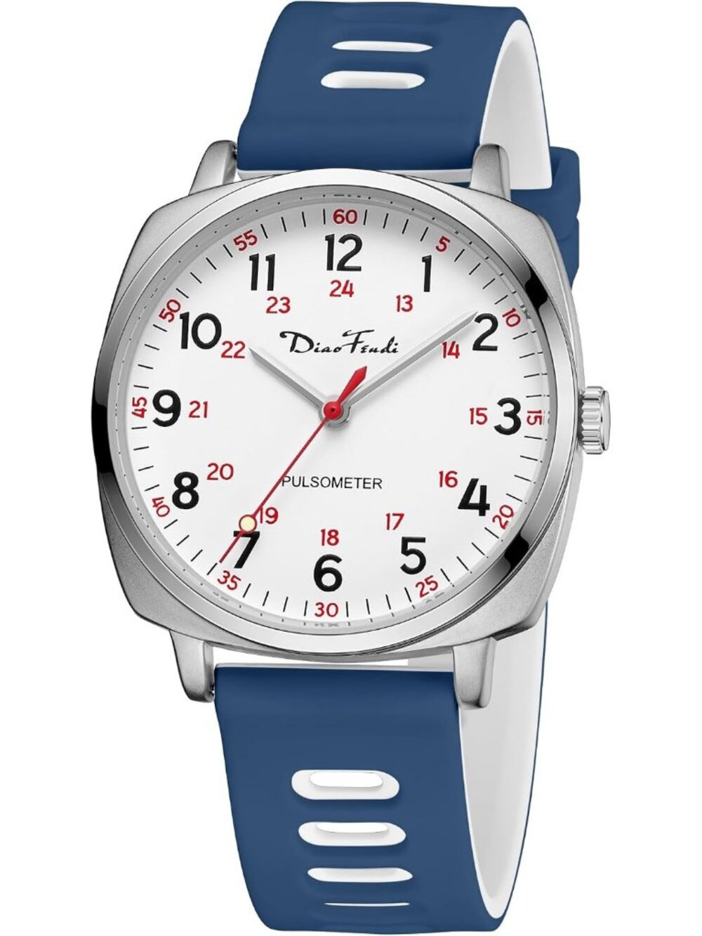 Women's Silver-Blue White Waterproof Nurse Second Hand Military Wrist Watch